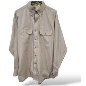 Wrangler SZ XL Button Down Shirt George Strait Cowboy Cut Khaki Cotton